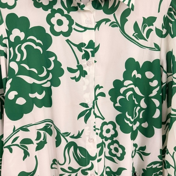 Sunday up Green Floral Ruffle Hem Montecito Dress Small - Picture 6 of 9